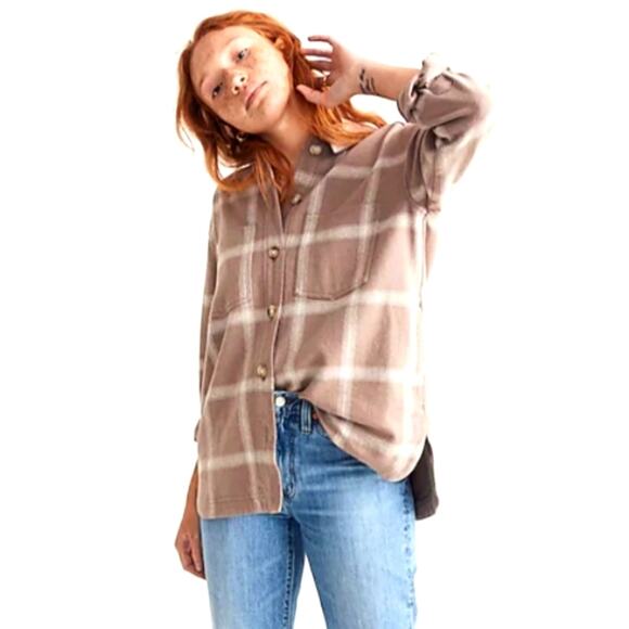 Madewell Flannel Kentwood Oversized Shirt-Jacket in Windowpane. Medium - Picture 1 of 4